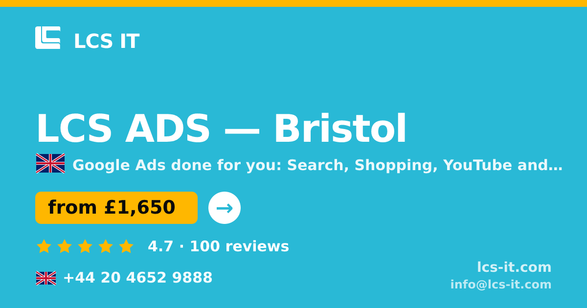 LCS ADS in Bristol — from £1,650 per month, rated 4.7/5 by 100 reviews