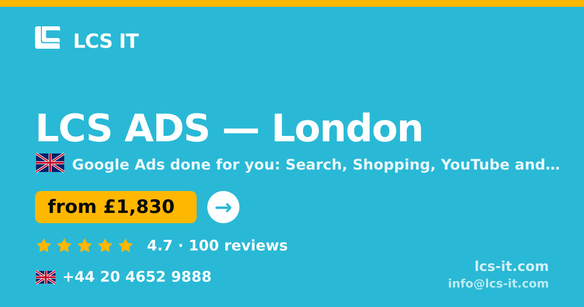 LCS ADS in London — from £1,830 per month, rated 4.7/5 by 100 reviews