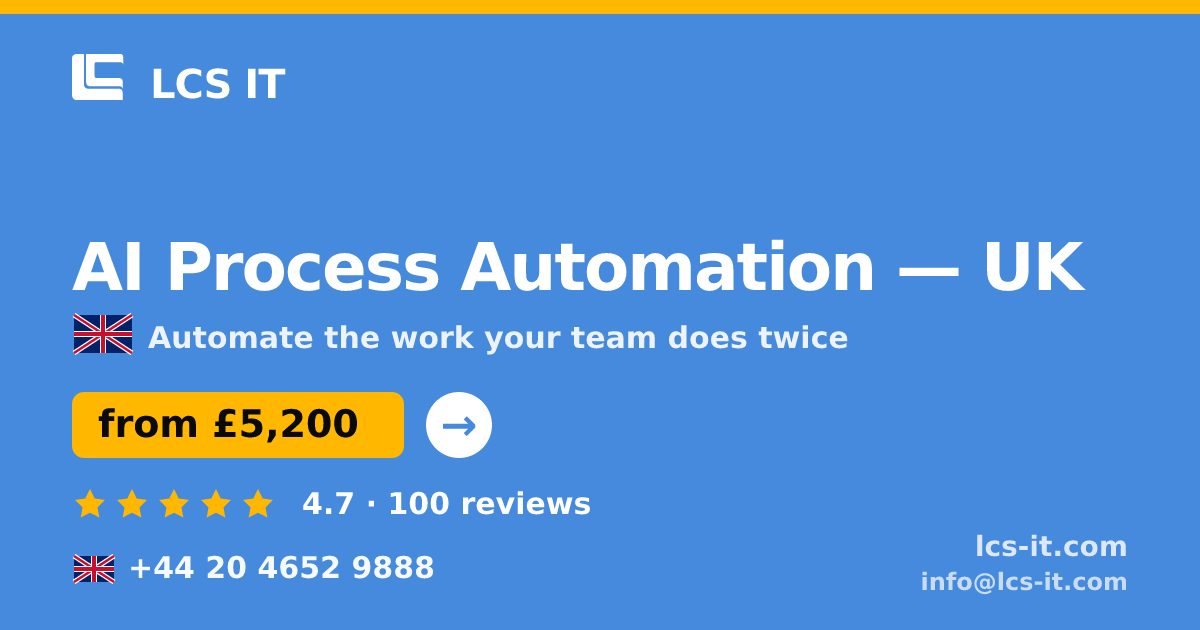 AI Process Automation in the UK — from £5,200 per project, rated 4.7/5 by 100 reviews