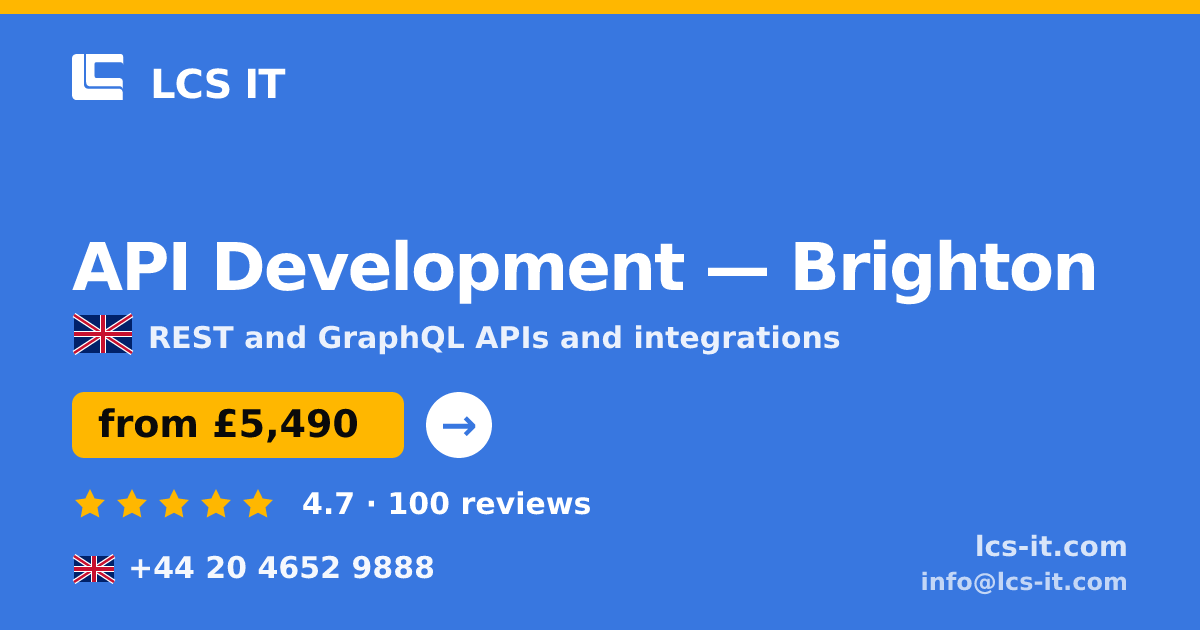 API Development in Brighton — from £5,490 per project, rated 4.7/5 by 100 reviews