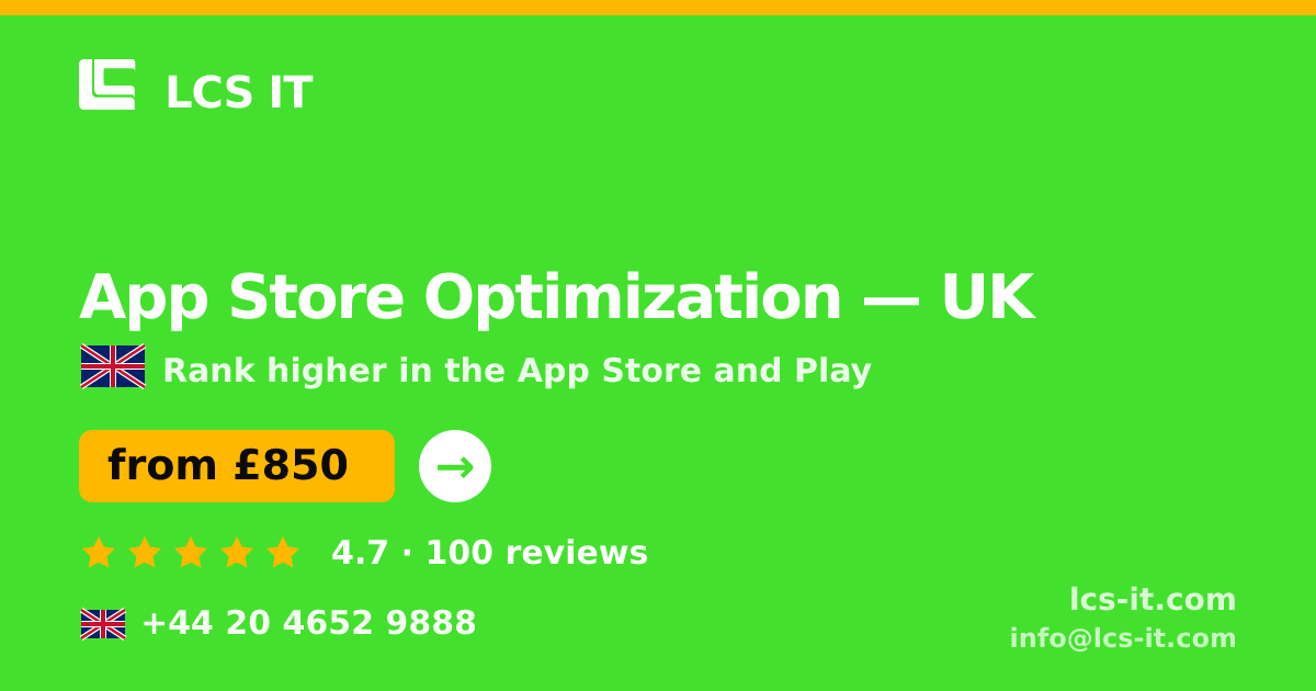App Store Optimization in the UK — from £850 per month, rated 4.7/5 by 100 reviews