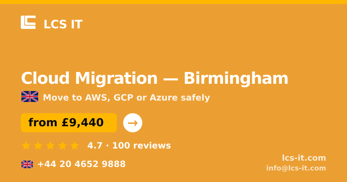 Cloud Migration in Birmingham — from £9,440 per project, rated 4.7/5 by 100 reviews