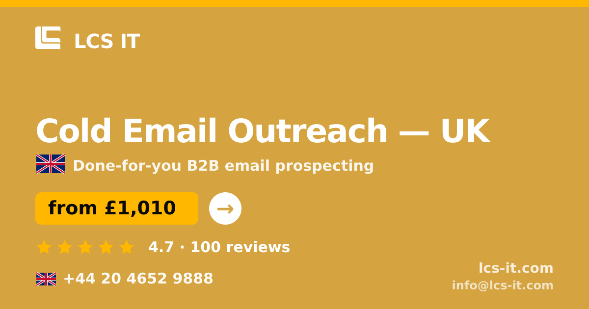 Cold Email Outreach in the UK — from £1,010 per month, rated 4.7/5 by 100 reviews