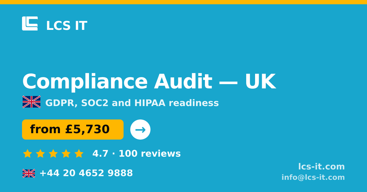 Compliance Audit in the UK — from £5,730 per project, rated 4.7/5 by 100 reviews
