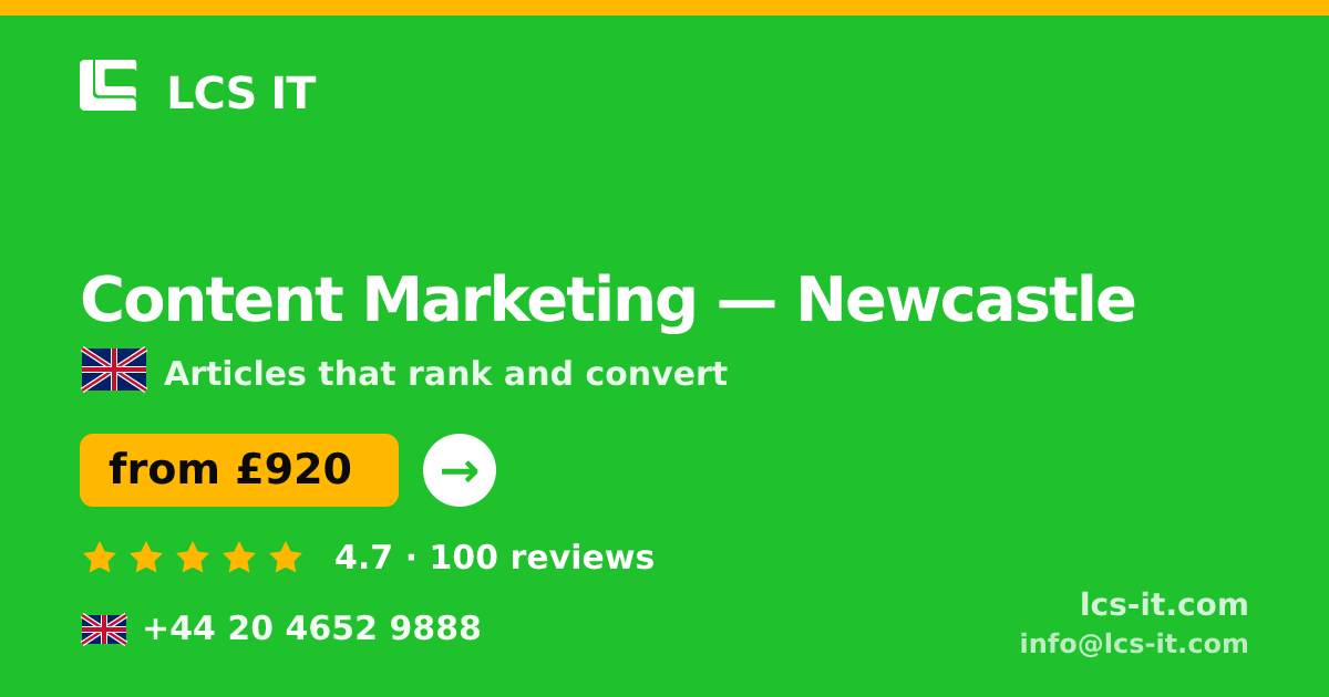 Content Marketing in Newcastle — from £920 per month, rated 4.7/5 by 100 reviews