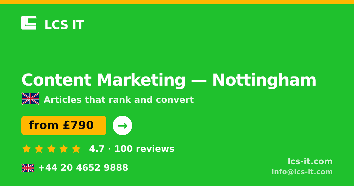 Content Marketing in Nottingham — from £790 per month, rated 4.7/5 by 100 reviews