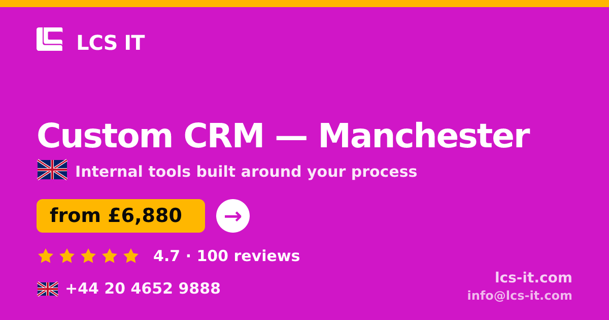 Custom CRM in Manchester — from £6,880 per project, rated 4.7/5 by 100 reviews