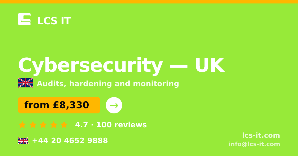 Cybersecurity in the UK — from £8,330 per project, rated 4.7/5 by 100 reviews
