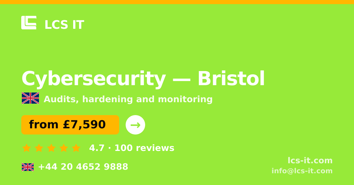 Cybersecurity in Bristol — from £7,590 per project, rated 4.7/5 by 100 reviews