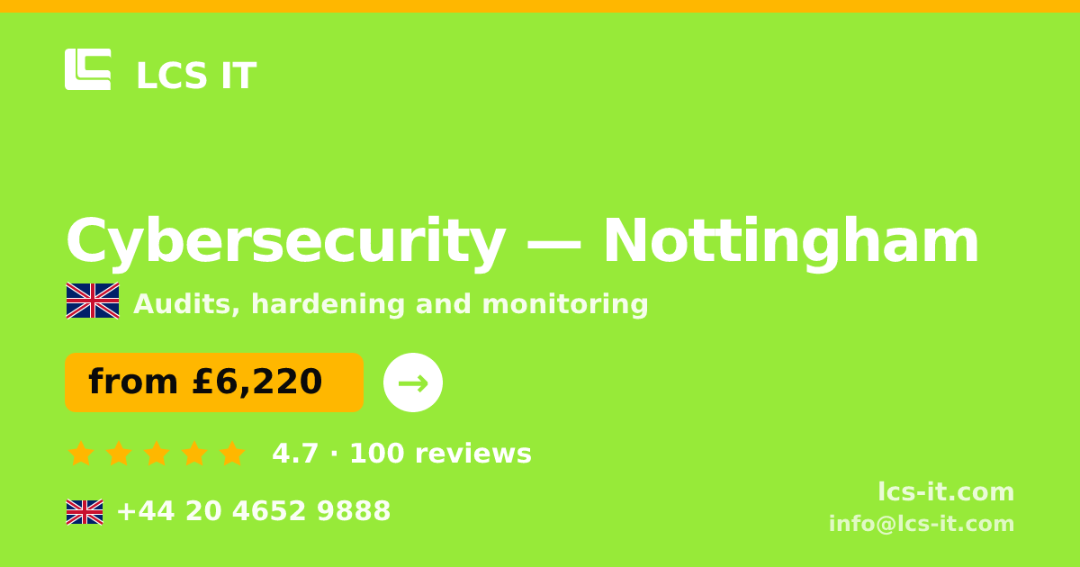 Cybersecurity in Nottingham — from £6,220 per project, rated 4.7/5 by 100 reviews