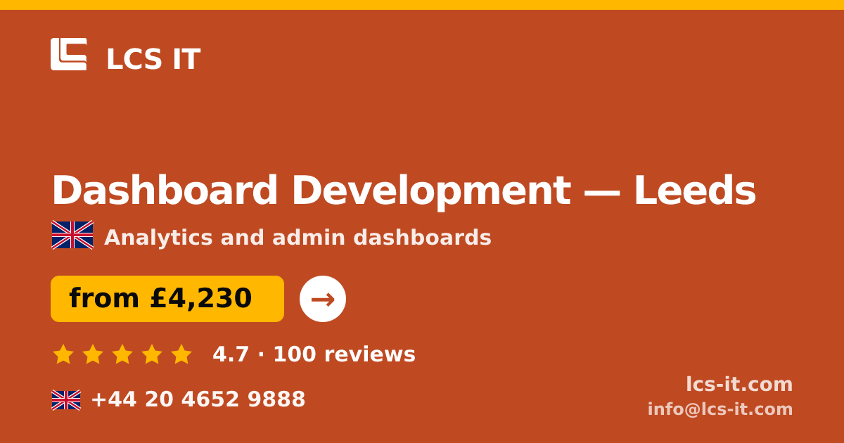 Dashboard Development in Leeds — from £4,230 per project, rated 4.7/5 by 100 reviews