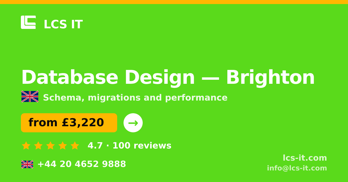 Database Design in Brighton — from £3,220 per project, rated 4.7/5 by 100 reviews