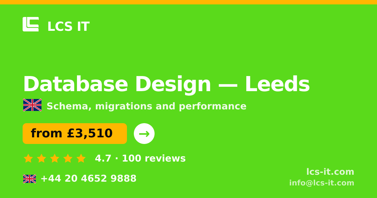 Database Design in Leeds — from £3,510 per project, rated 4.7/5 by 100 reviews