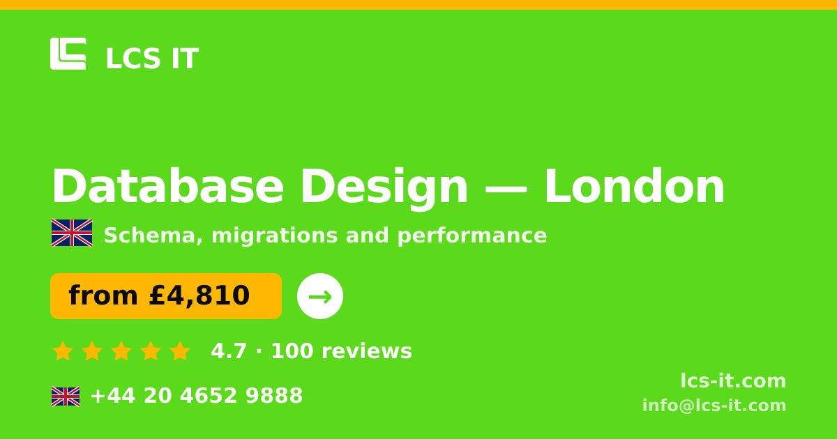Database Design in London — from £4,810 per project, rated 4.7/5 by 100 reviews