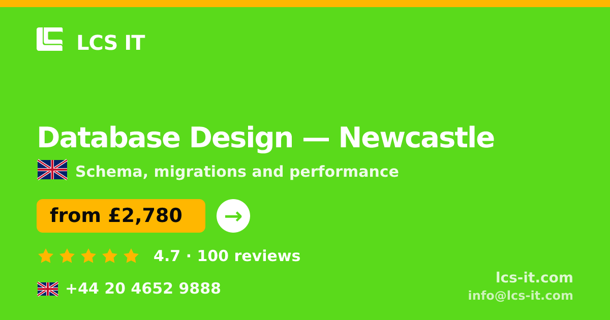 Database Design in Newcastle — from £2,780 per project, rated 4.7/5 by 100 reviews