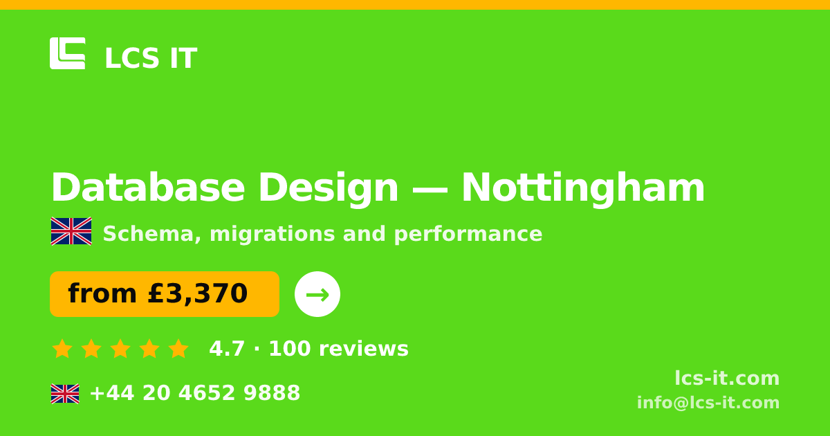 Database Design in Nottingham — from £3,370 per project, rated 4.7/5 by 100 reviews
