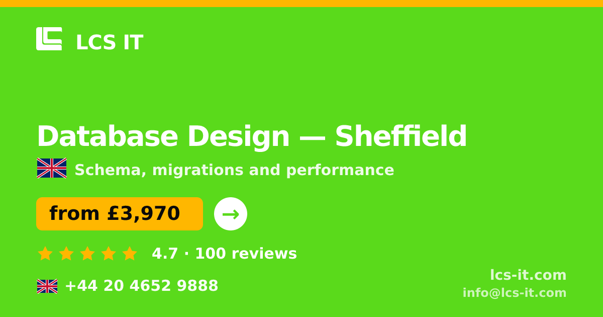 Database Design in Sheffield — from £3,970 per project, rated 4.7/5 by 100 reviews