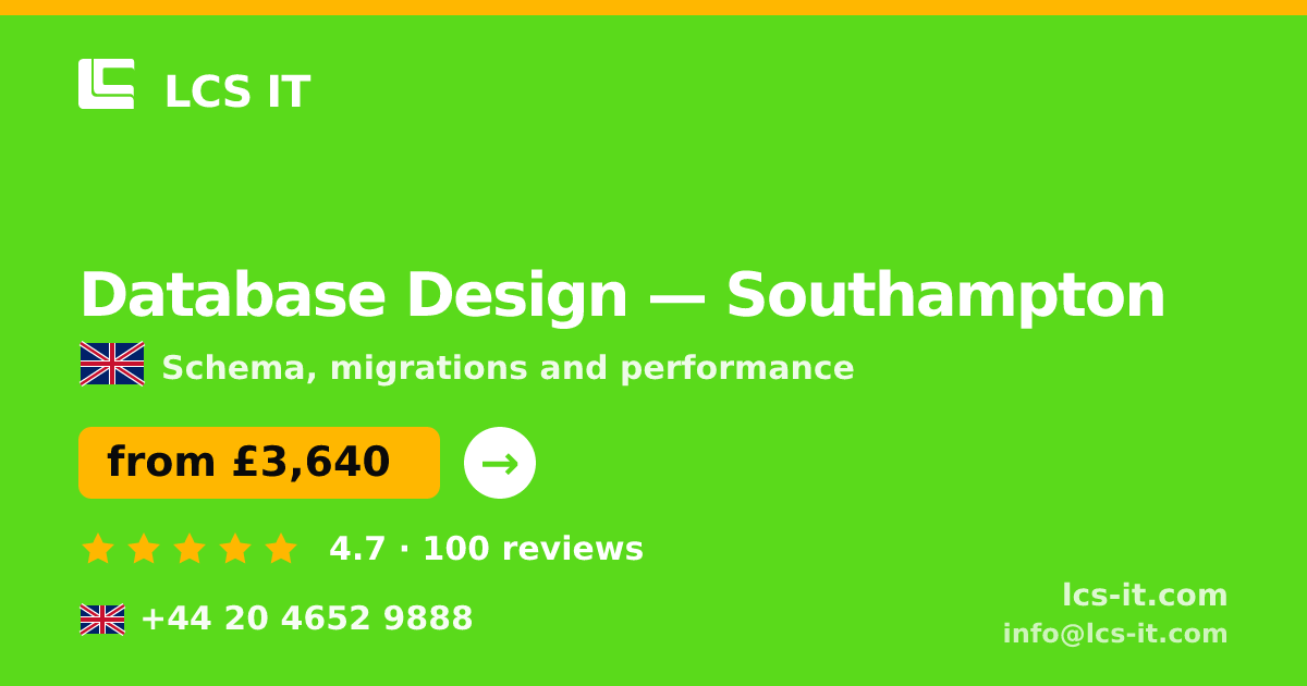 Database Design in Southampton — from £3,640 per project, rated 4.7/5 by 100 reviews