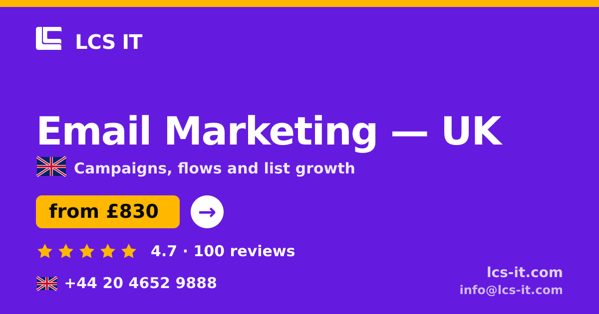 Email Marketing in the UK — from £830 per month, rated 4.7/5 by 100 reviews