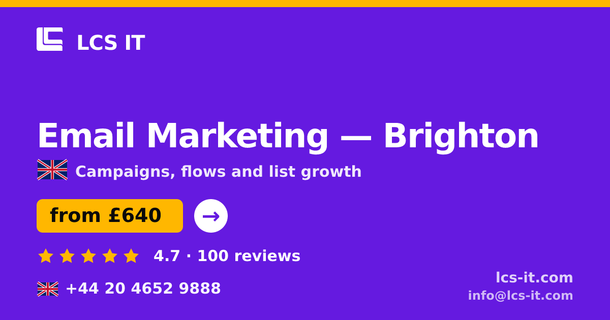 Email Marketing in Brighton — from £640 per month, rated 4.7/5 by 100 reviews