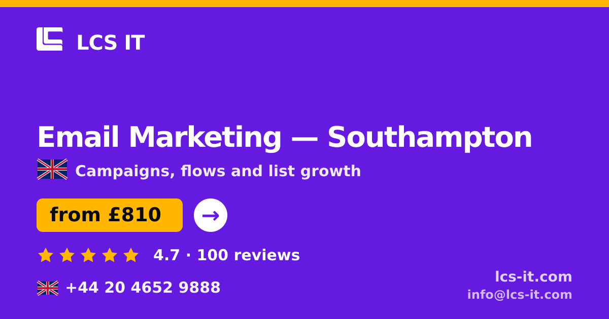 Email Marketing in Southampton — from £810 per month, rated 4.7/5 by 100 reviews