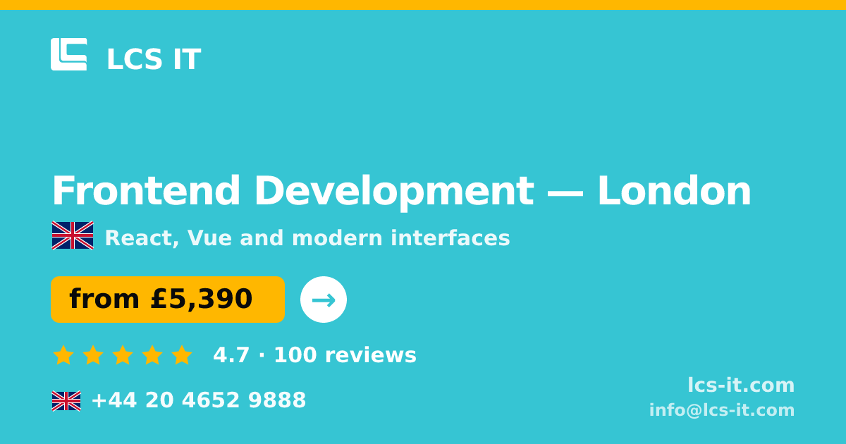 Frontend Development in London — from £5,390 per project, rated 4.7/5 by 100 reviews