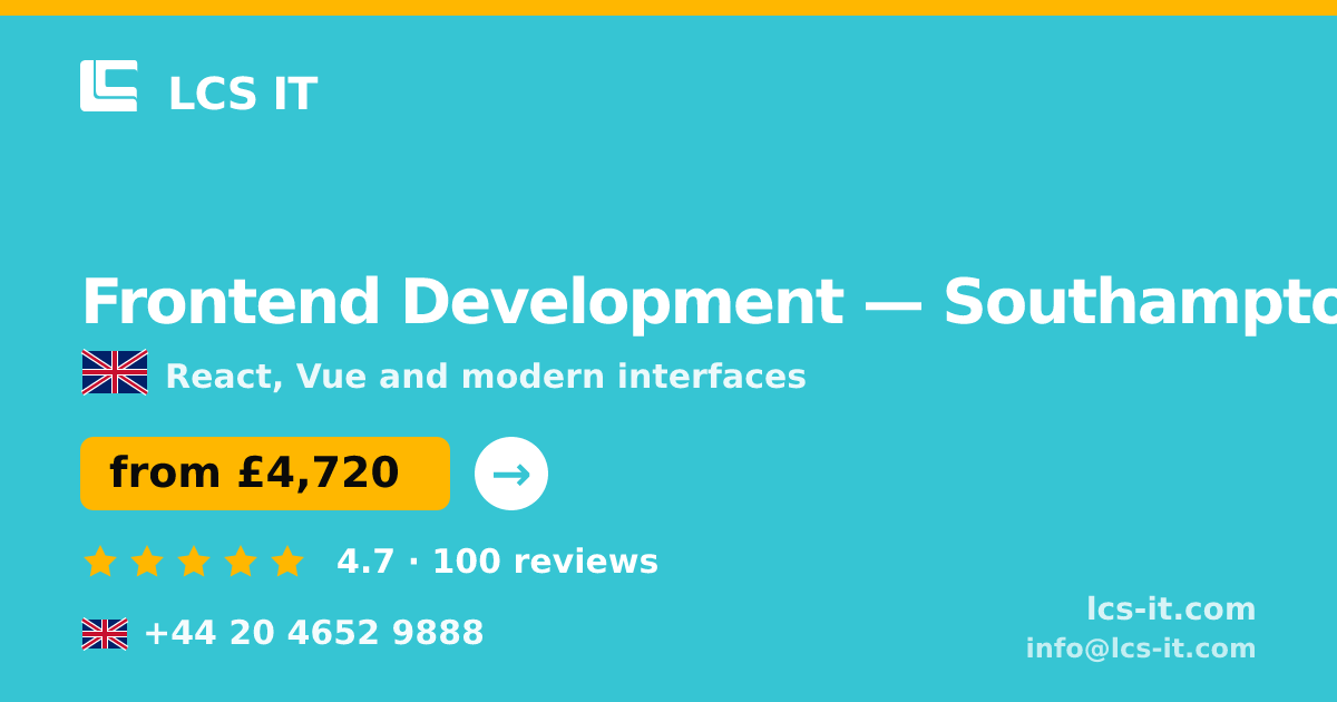 Frontend Development in Southampton — from £4,720 per project, rated 4.7/5 by 100 reviews