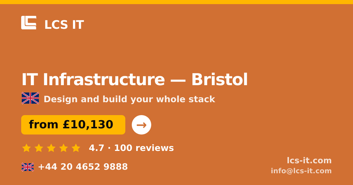 IT Infrastructure in Bristol — from £10,130 per project, rated 4.7/5 by 100 reviews