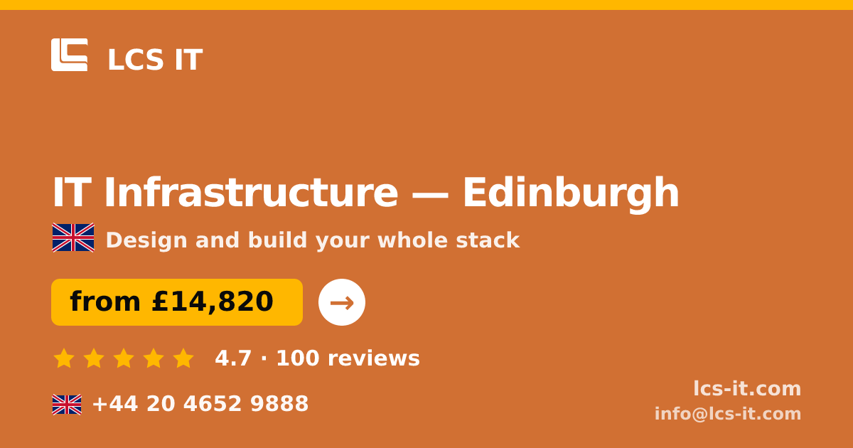 IT Infrastructure in Edinburgh — from £14,820 per project, rated 4.7/5 by 100 reviews