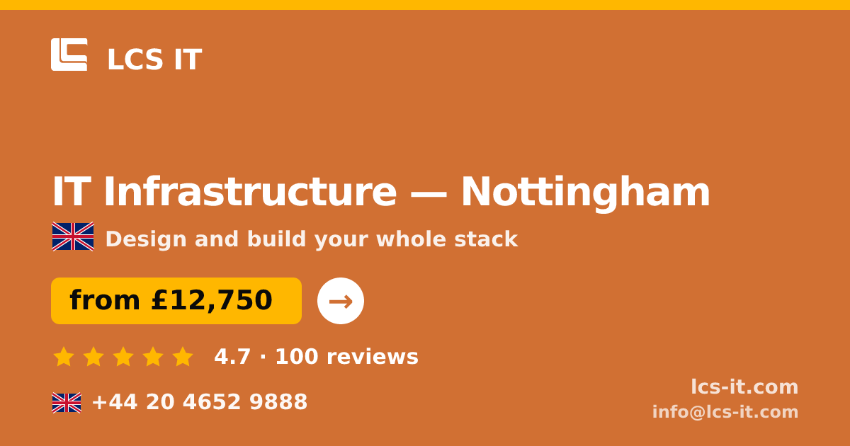 IT Infrastructure in Nottingham — from £12,750 per project, rated 4.7/5 by 100 reviews