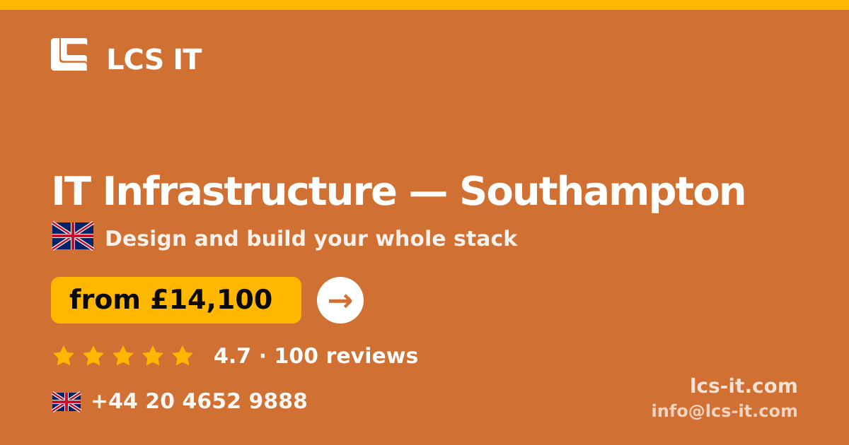 IT Infrastructure in Southampton — from £14,100 per project, rated 4.7/5 by 100 reviews