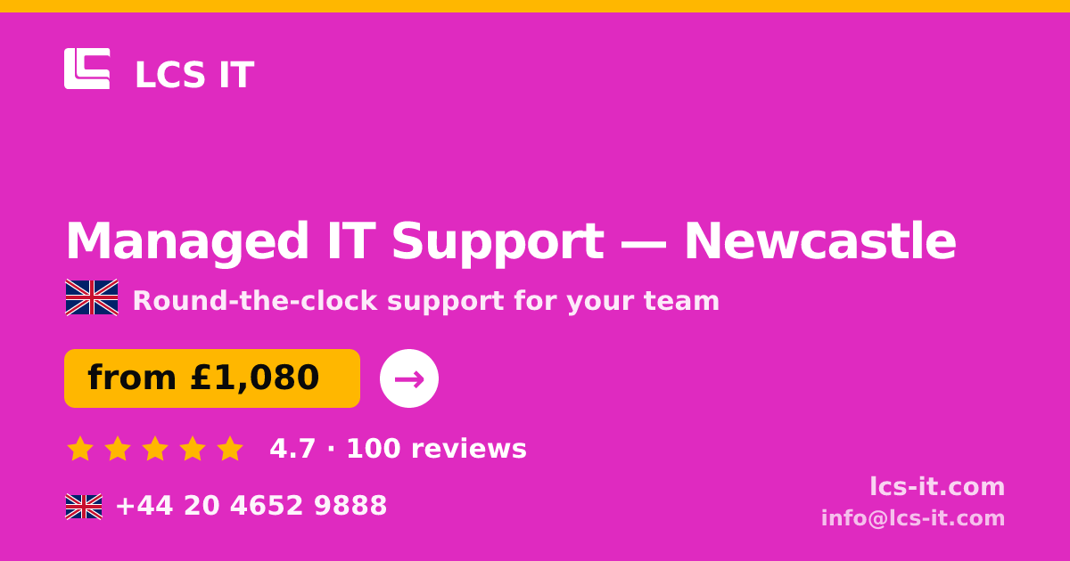 Managed IT Support in Newcastle — from £1,080 per month, rated 4.7/5 by 100 reviews