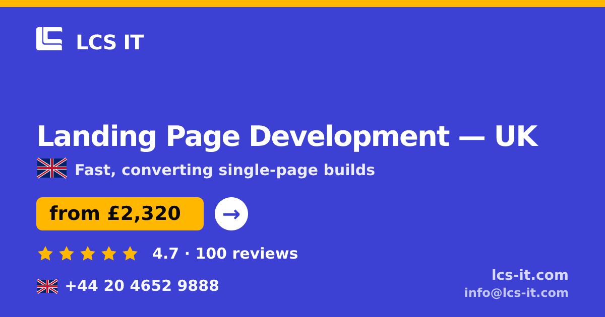 Landing Page Development in the UK — from £2,320 per project, rated 4.7/5 by 100 reviews