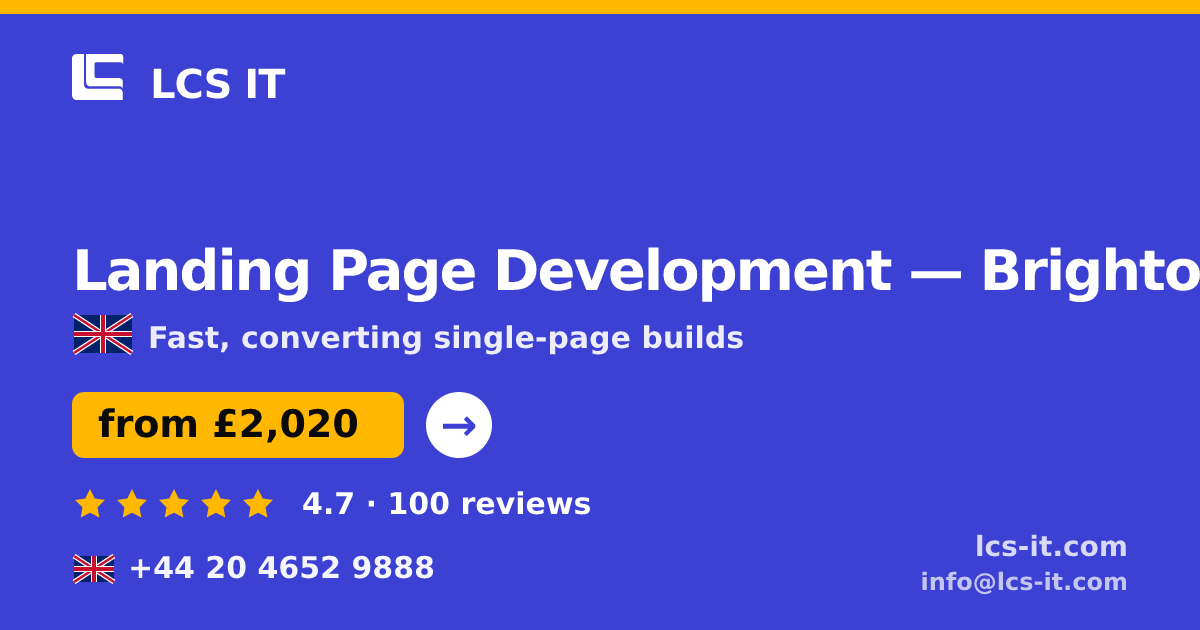 Landing Page Development in Brighton — from £2,020 per project, rated 4.7/5 by 100 reviews