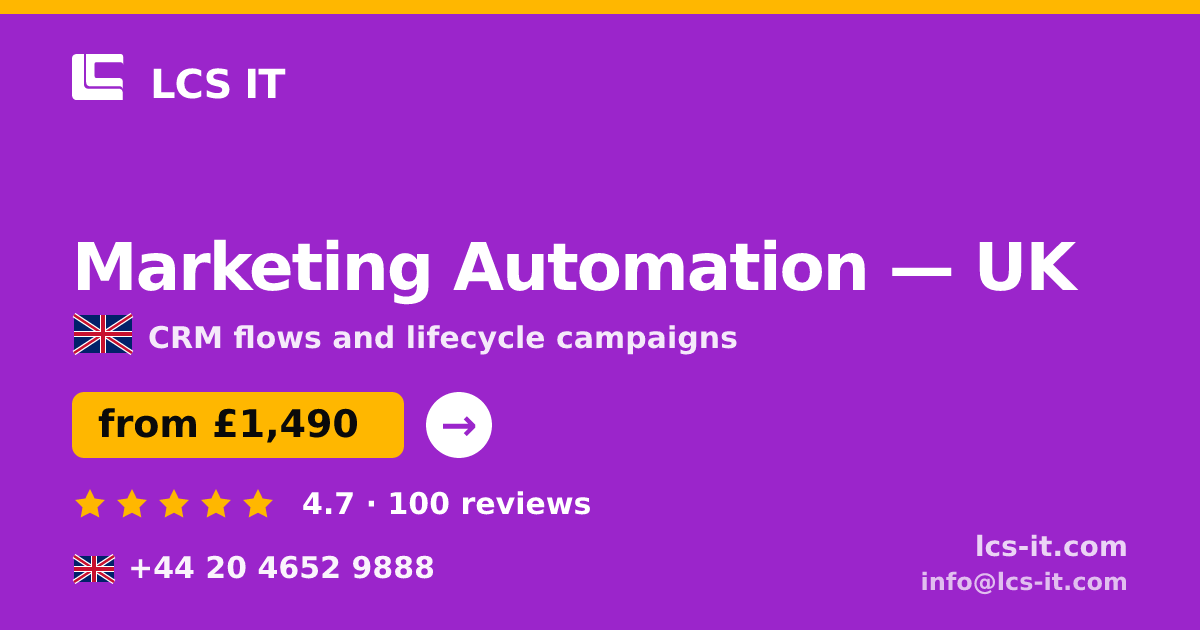 Marketing Automation in the UK — from £1,490 per month, rated 4.7/5 by 100 reviews