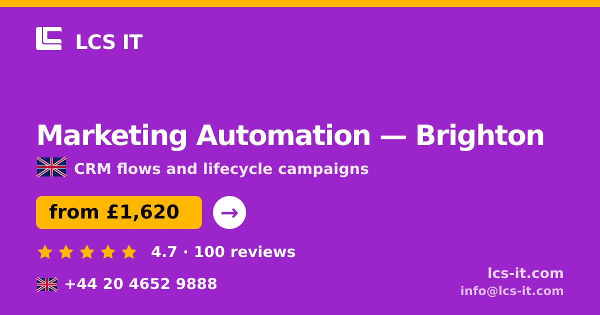 Marketing Automation in Brighton — from £1,620 per month, rated 4.7/5 by 100 reviews