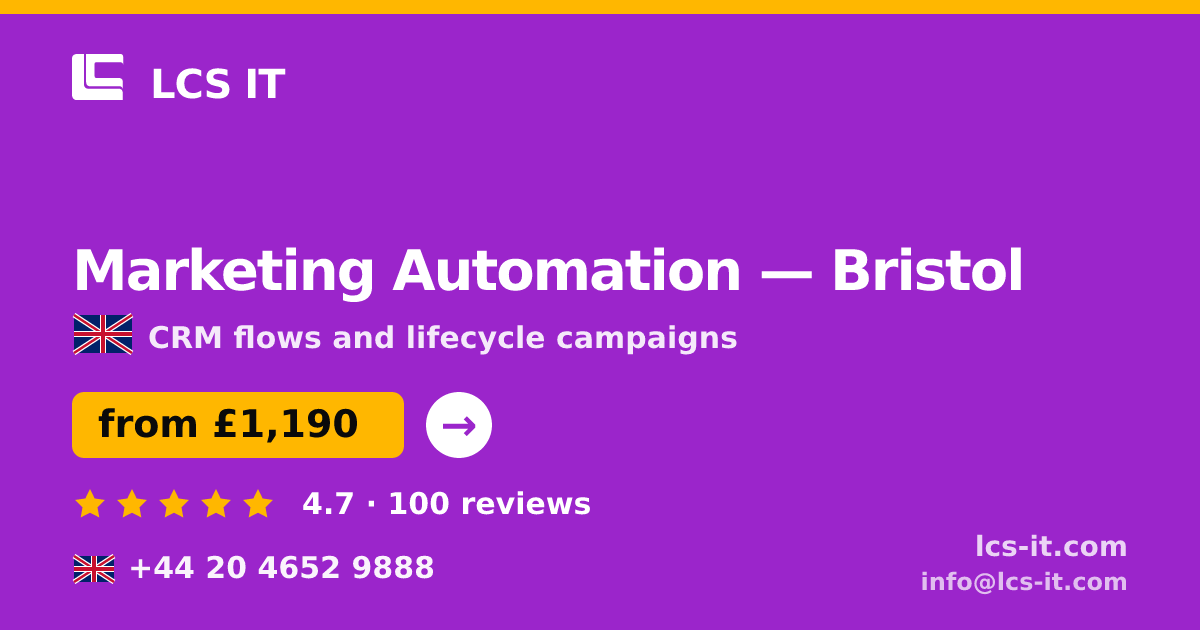 Marketing Automation in Bristol — from £1,190 per month, rated 4.7/5 by 100 reviews