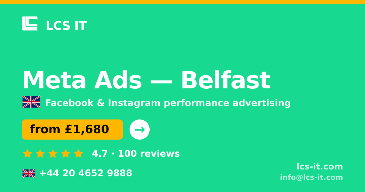 Meta Ads in Belfast — from £1,680 per month, rated 4.7/5 by 100 reviews