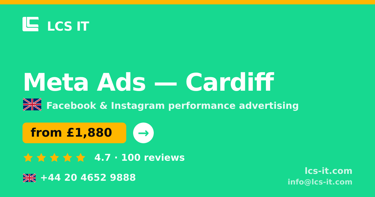 Meta Ads in Cardiff — from £1,880 per month, rated 4.7/5 by 100 reviews