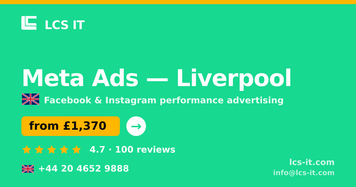 Meta Ads in Liverpool — from £1,370 per month, rated 4.7/5 by 100 reviews