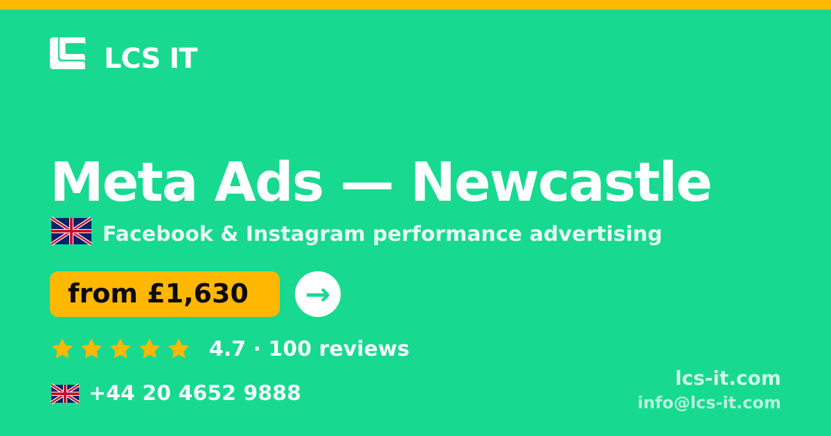 Meta Ads in Newcastle — from £1,630 per month, rated 4.7/5 by 100 reviews