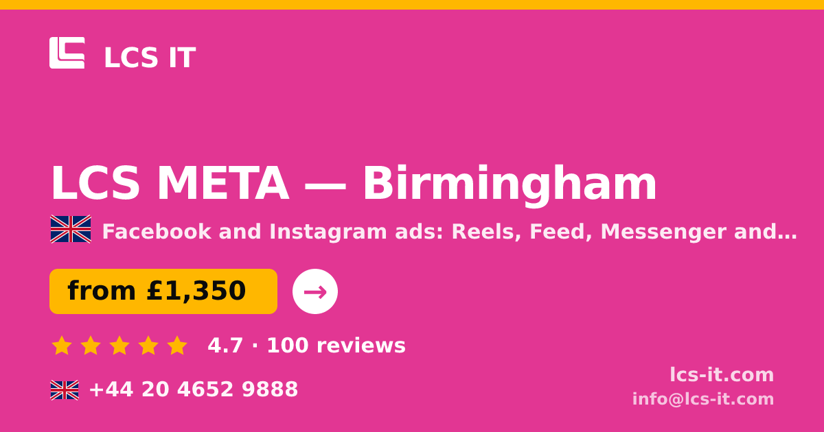 LCS META in Birmingham — from £1,350 per month, rated 4.7/5 by 100 reviews