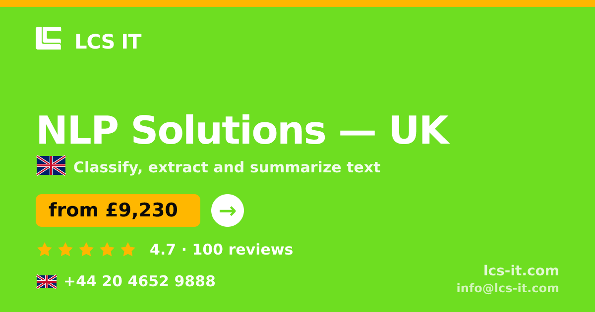 NLP Solutions in the UK — from £9,230 per project, rated 4.7/5 by 100 reviews
