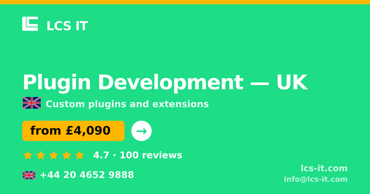 Plugin Development in the UK — from £4,090 per project, rated 4.7/5 by 100 reviews