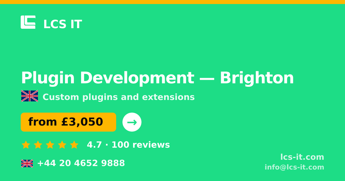 Plugin Development in Brighton — from £3,050 per project, rated 4.7/5 by 100 reviews