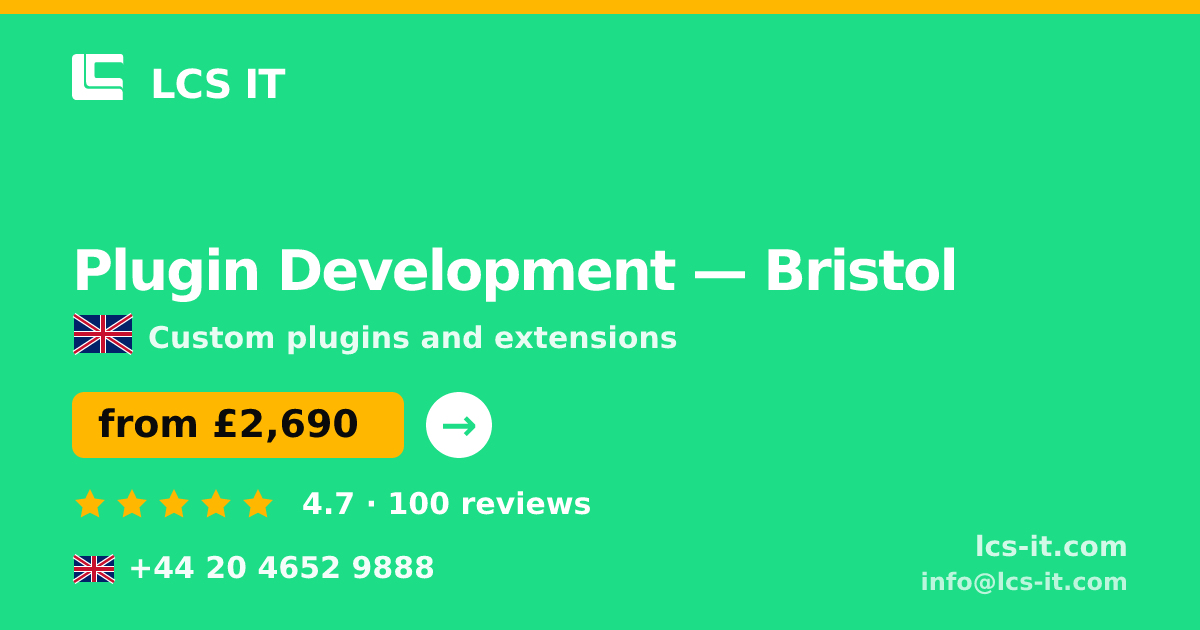Plugin Development in Bristol — from £2,690 per project, rated 4.7/5 by 100 reviews