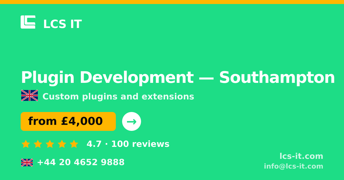 Plugin Development in Southampton — from £4,000 per project, rated 4.7/5 by 100 reviews