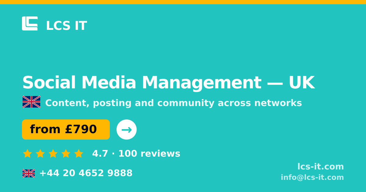 Social Media Management in the UK — from £790 per month, rated 4.7/5 by 100 reviews