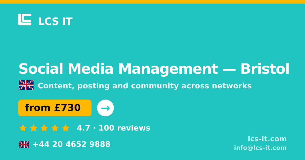 Social Media Management in Bristol — from £730 per month, rated 4.7/5 by 100 reviews