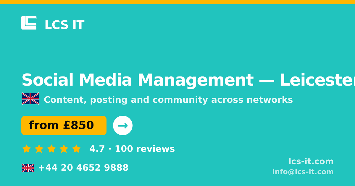 Social Media Management in Leicester — from £850 per month, rated 4.7/5 by 100 reviews